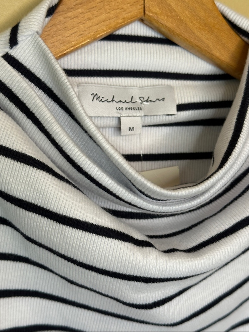 Michael Stars Black & White Striped Ribbed Tee  Size M NWT